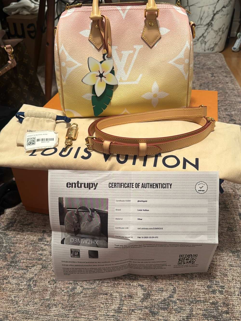 Louis Vuitton Pink Yellow Gradient Monogram Speedy Bandoulière Bag